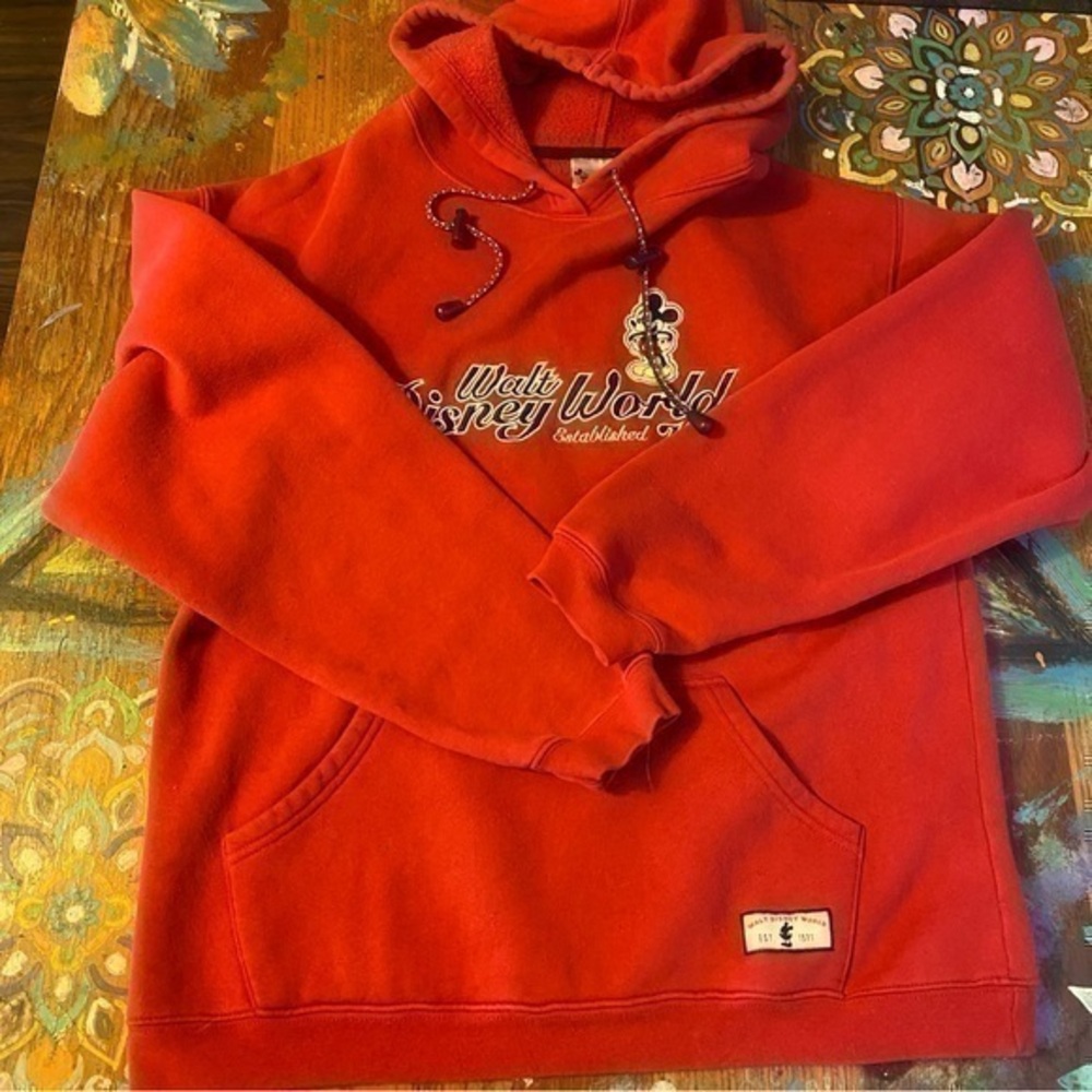 Vintage Mickey Mouse Disney World Sweatshirt Hoodie Size Small Red 90s